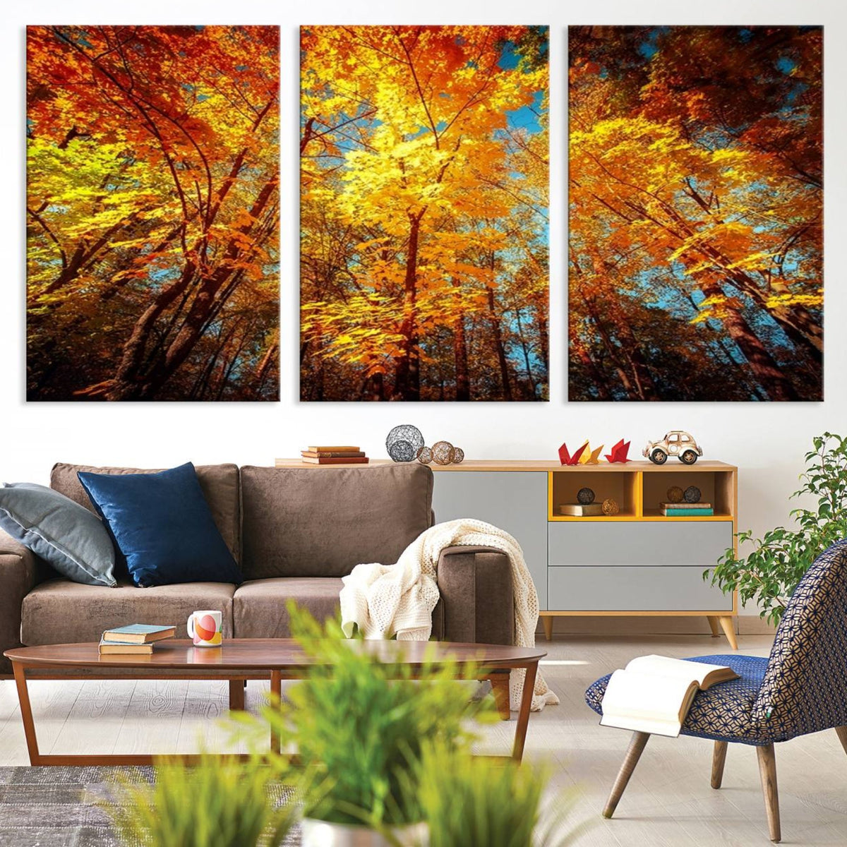Forest View at Fall Wall Art Autumn Colors Landscape Canvas Print