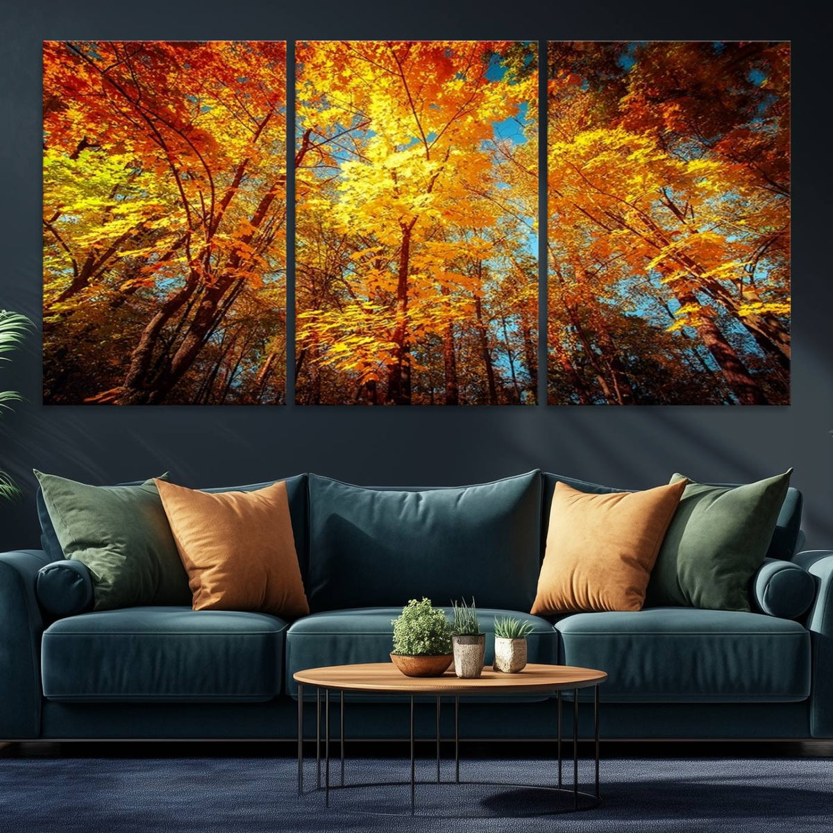 Forest View at Fall Wall Art Autumn Colors Landscape Canvas Print