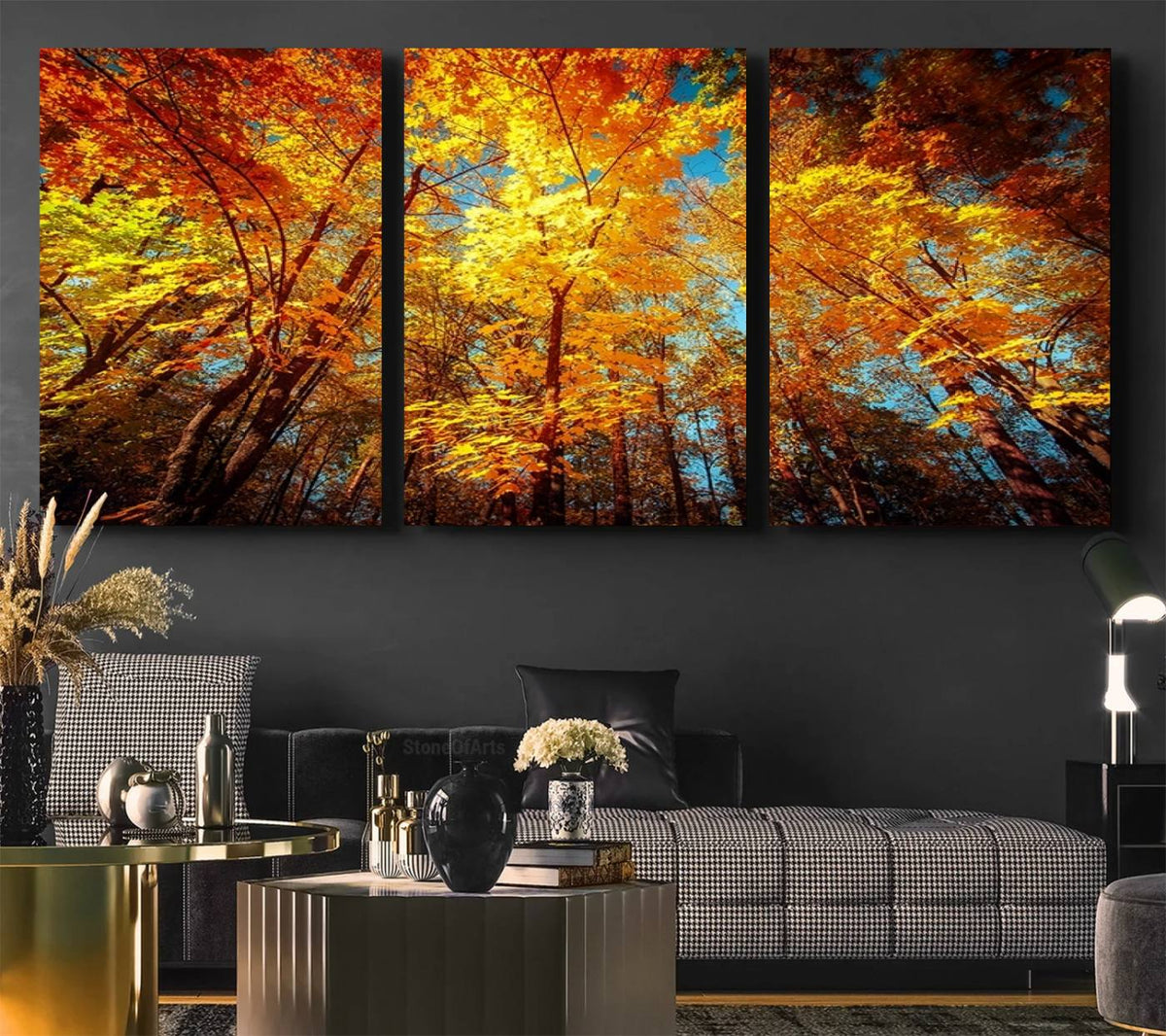 Forest View at Fall Wall Art Autumn Colors Landscape Canvas Print