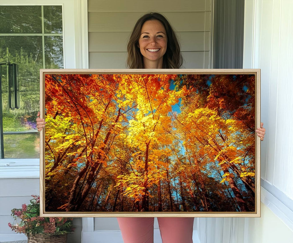 Forest View at Fall Wall Art Autumn Colors Landscape Canvas Print