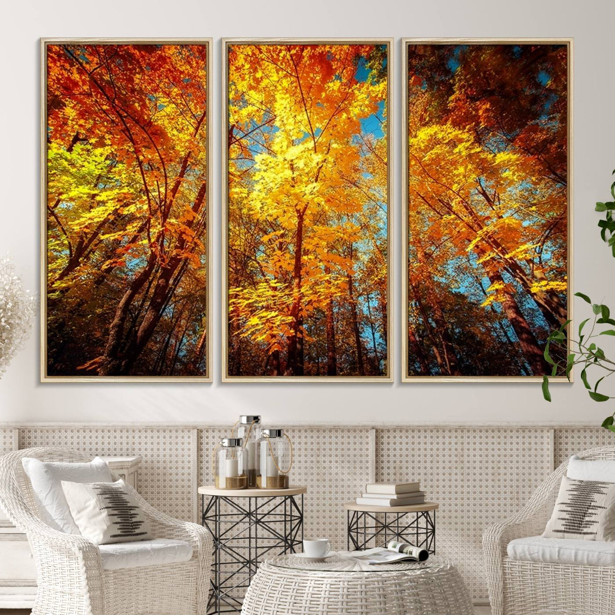 Forest View at Fall Wall Art Autumn Colors Landscape Canvas Print