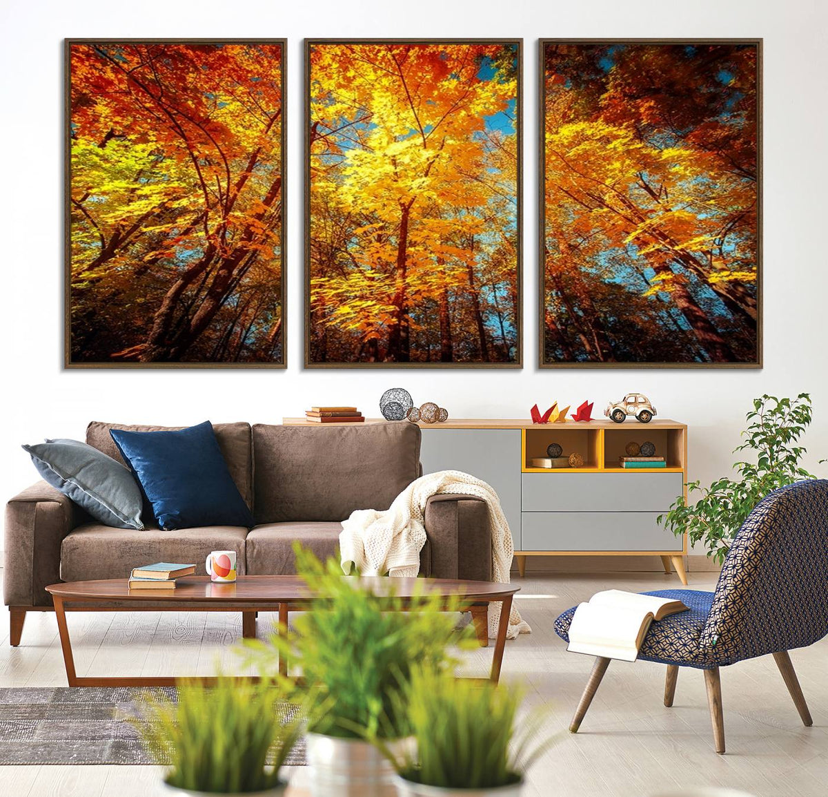 Forest View at Fall Wall Art Autumn Colors Landscape Canvas Print