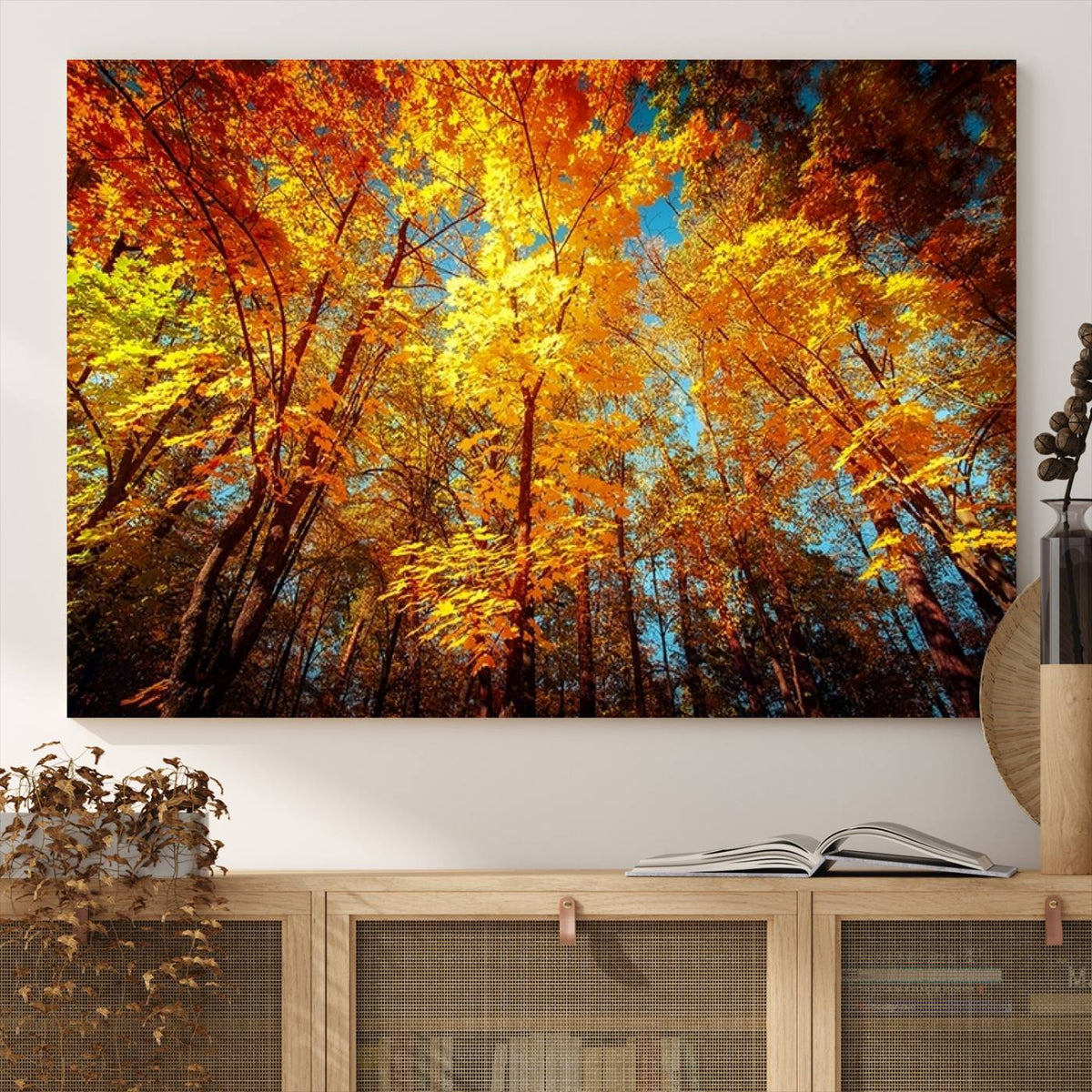 Forest View at Fall Wall Art Autumn Colors Landscape Canvas Print