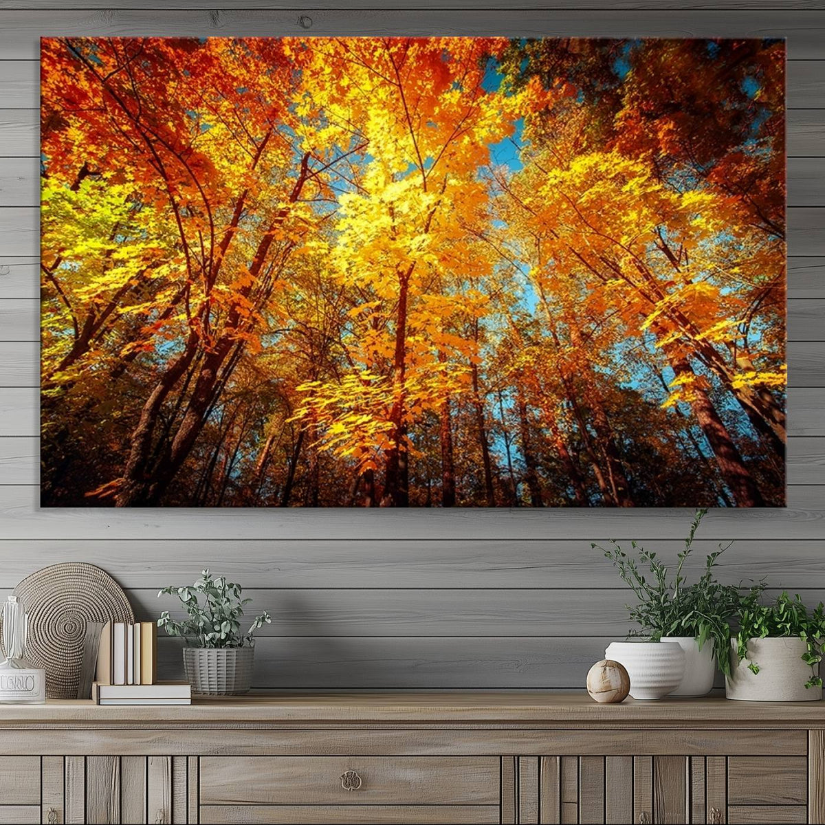 Forest View at Fall Wall Art Autumn Colors Landscape Canvas Print