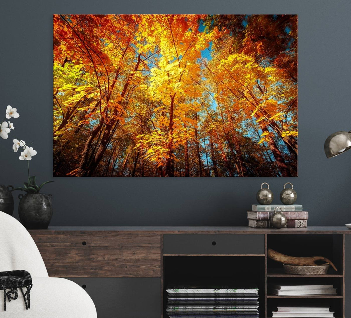 Forest View at Fall Wall Art Autumn Colors Landscape Canvas Print