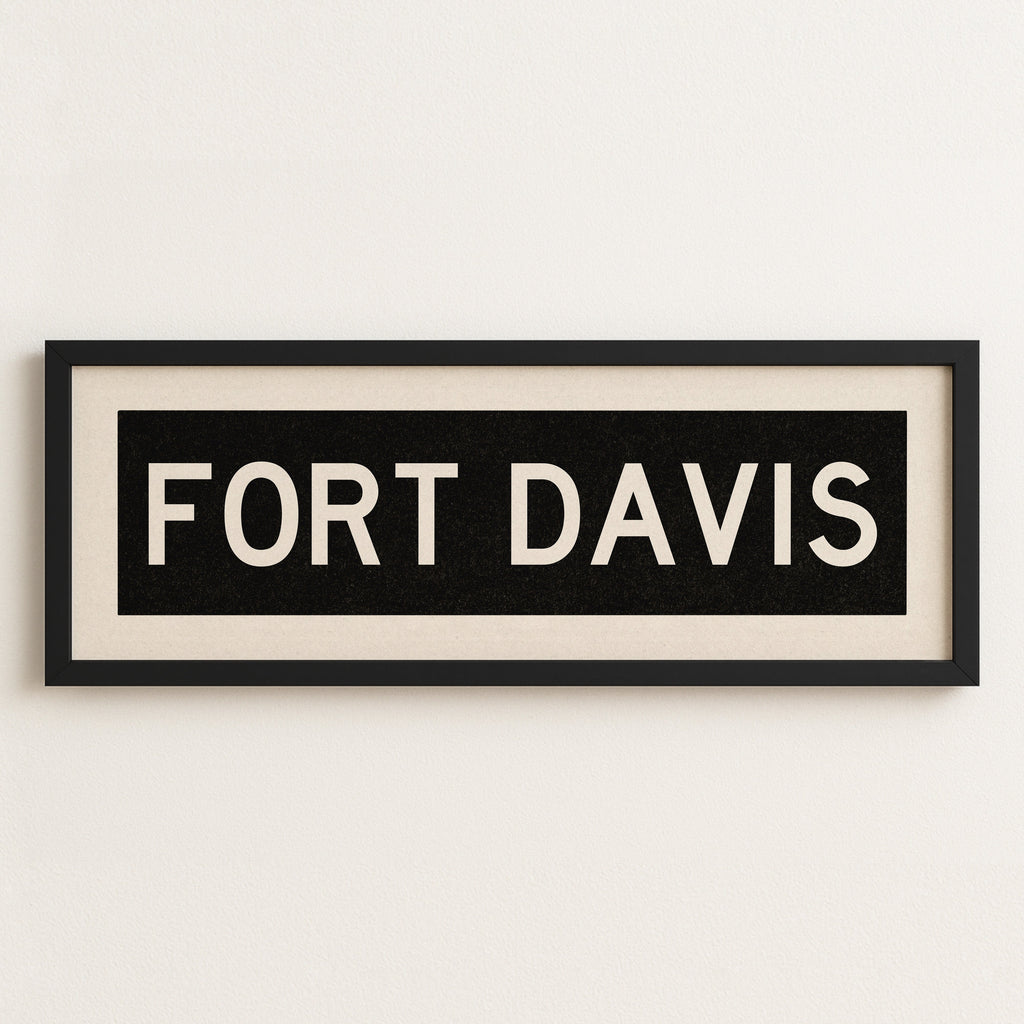Framed Fort Davis Bus Scroll Sign