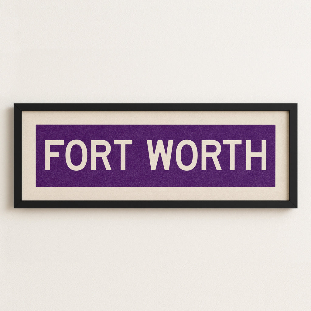 Framed Fort Worth Purple Bus Scroll