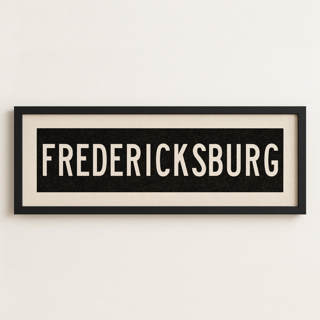 Framed Fredericksburg Bus Scroll Sign