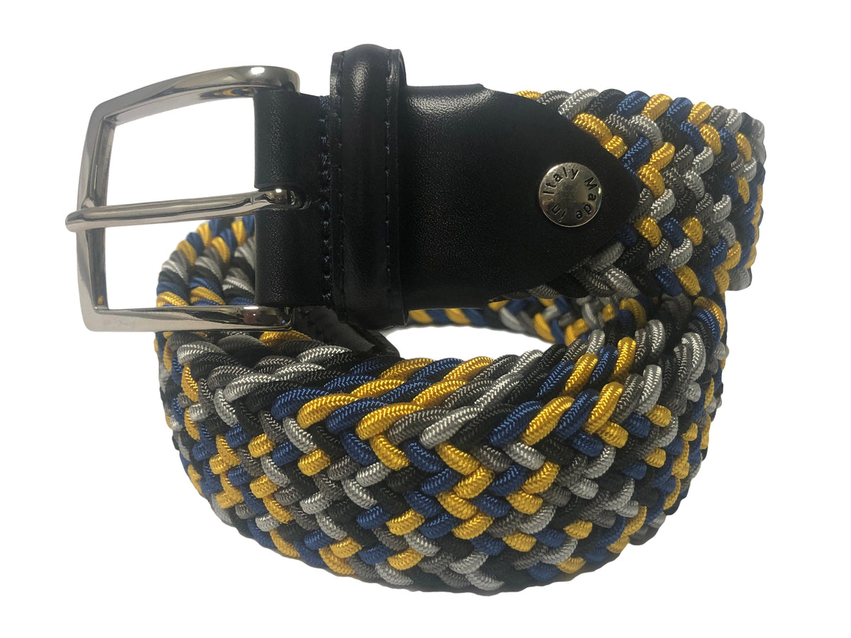 Woven Stretch Belt Golden Blue Monochrome