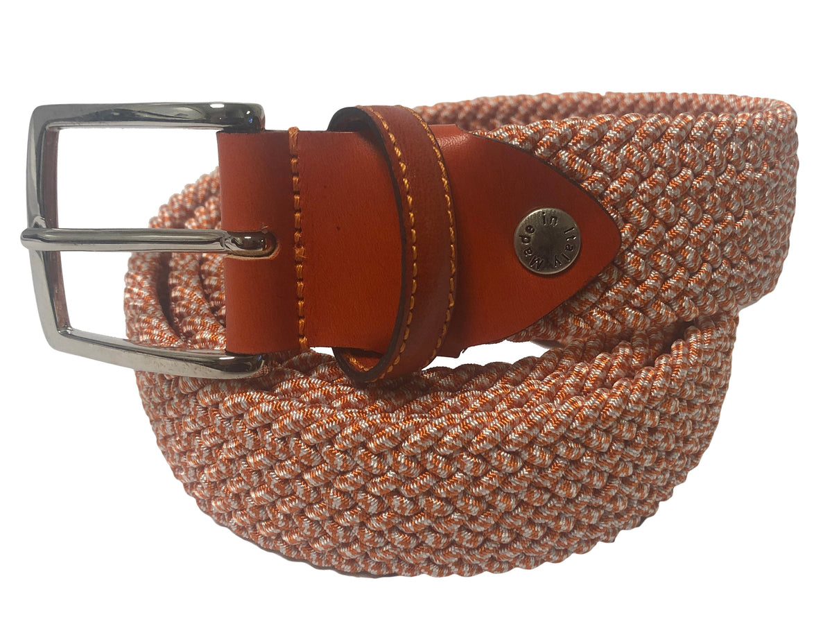 Woven Stretch Belt Two-Tone Light Orange/White