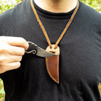 Miniature Damascus Steel Pocket Neck Knife - Medieval Scandinavian Inspired Hand Forged Collectible Viking Knife