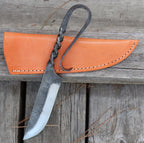 2 pcs Famished Medieval Inspired Replica Dining Table Knife - Hand Forged Iron Feasting Knife Utensil w/ Genuine Leather Sheath