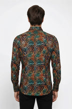 Animal Patterned Long Sleeves Multicolor Men Shirt - Wessi