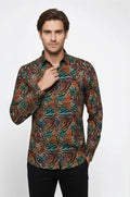 Animal Patterned Long Sleeves Multicolor Men Shirt - Wessi