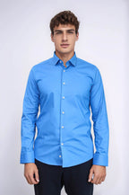 Blue Slim Fit Men's Shirt | Wessi