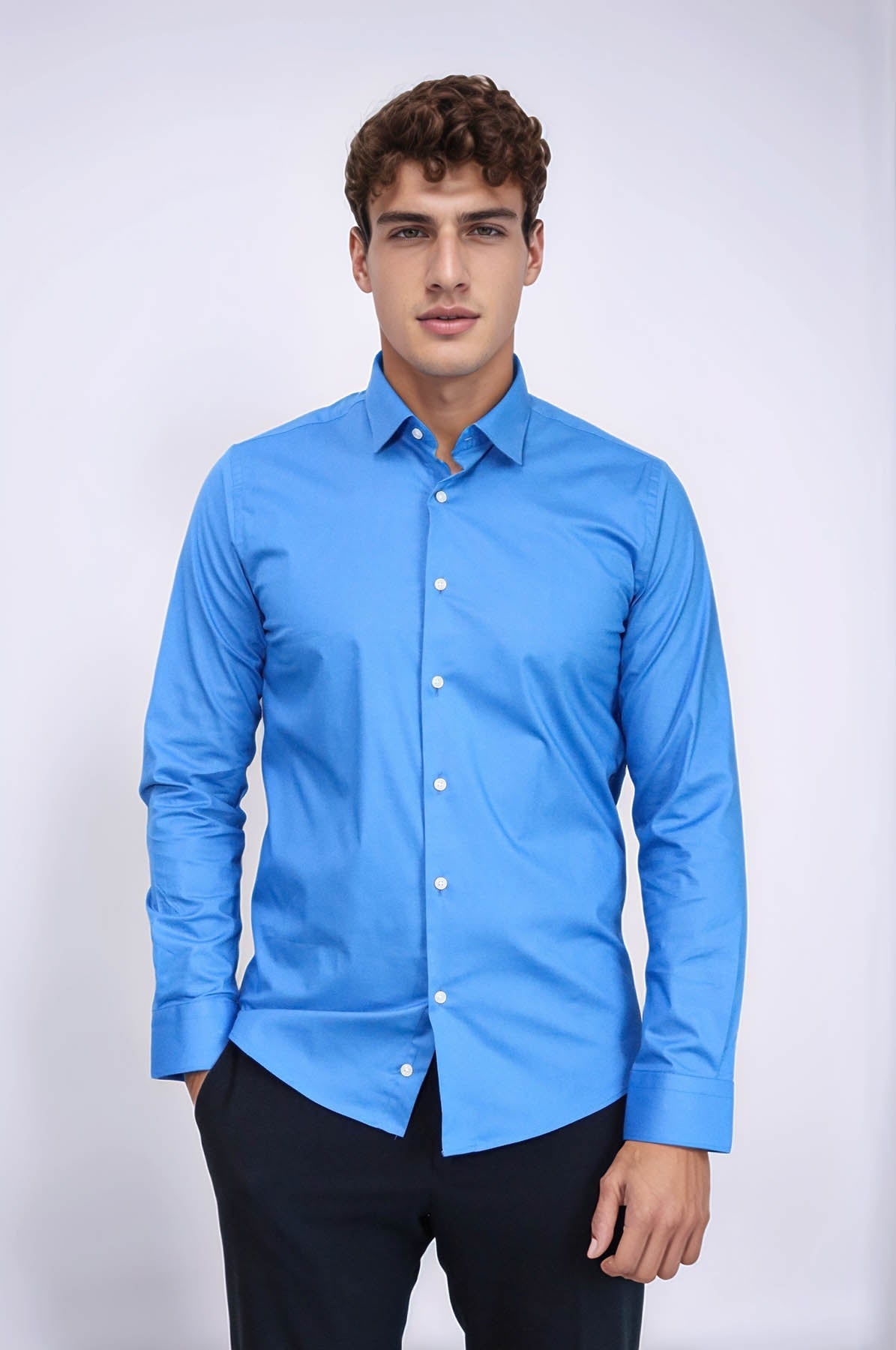 Blue Slim Fit Men's Shirt | Wessi