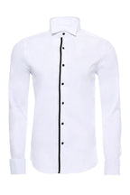 Black Buttoned Long Sleeves White Men Tuxedo Shirt - Wessi