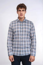 Casual Blue Plaid Shirt - Wessi