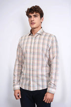 Beige Plaid Slim-Fit Shirt | Wessi - Wessi