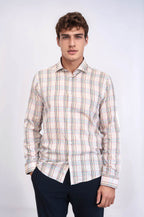 Beige Plaid Slim-Fit Shirt | Wessi - Wessi