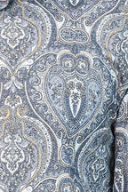 Damask Pattern Blue Slim Fit Shirt - Wessi