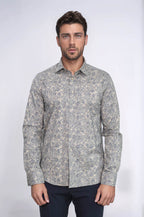 Bloom Patterned Beige Slim Fit Shirt - Wessi