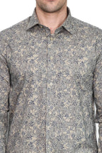 Bloom Patterned Beige Slim Fit Shirt - Wessi