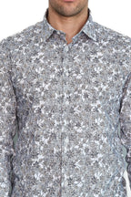 Bloom Patterned Grey Slim Fit Shirt - Wessi