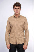 Men’s Beige Shirt with Minimal Black Pattern – Wessi