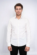 Minimal Golden Print White Men's Shirt - Wessi