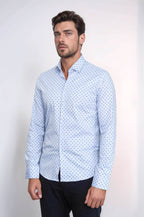 Men’s Light Blue Shirt with Minimal Black Pattern – Wessi