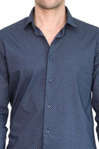 Dark Blue Tiny Check Patterned Slim Fit Shirt - Wessi