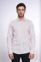 Claret Red Tiny Check Patterned Slim Fit Men Shirt - Wessi