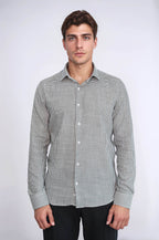 Houndstooth Pattern Green Men Shirt - Wessi