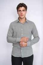Houndstooth Pattern Green Men Shirt - Wessi
