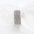 GAUNTLET Steel Chain Titanium Wedding Ring Polished Beveled Edges Set with Round Black Diamonds - 10mm
