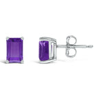 14K Gold 6x4MM Emerald Shaped Gemstone Solitaire Stud Earrings