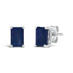 14K Gold 6x4MM Emerald Shaped Gemstone Solitaire Stud Earrings