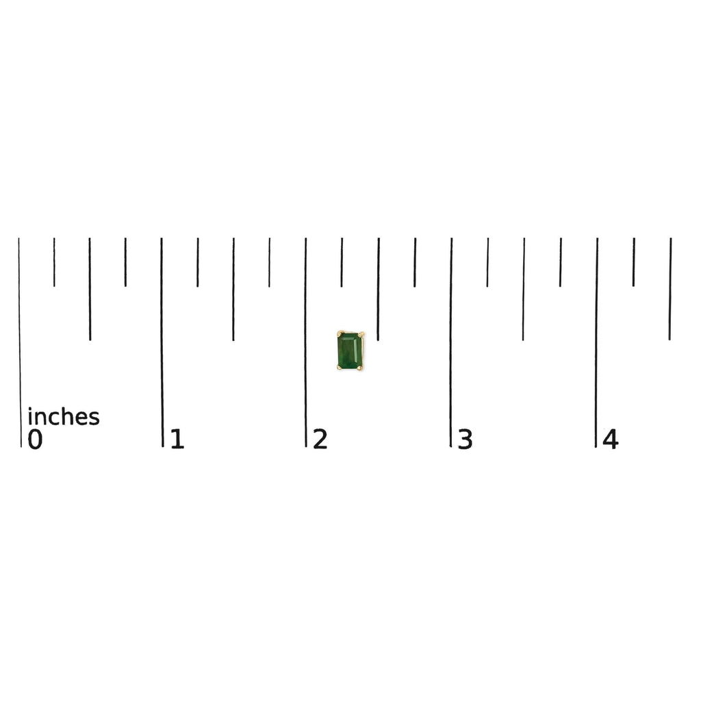14K Gold 6x4MM Emerald Shaped Gemstone Solitaire Stud Earrings