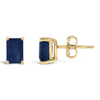 14K Gold 6x4MM Emerald Shaped Gemstone Solitaire Stud Earrings