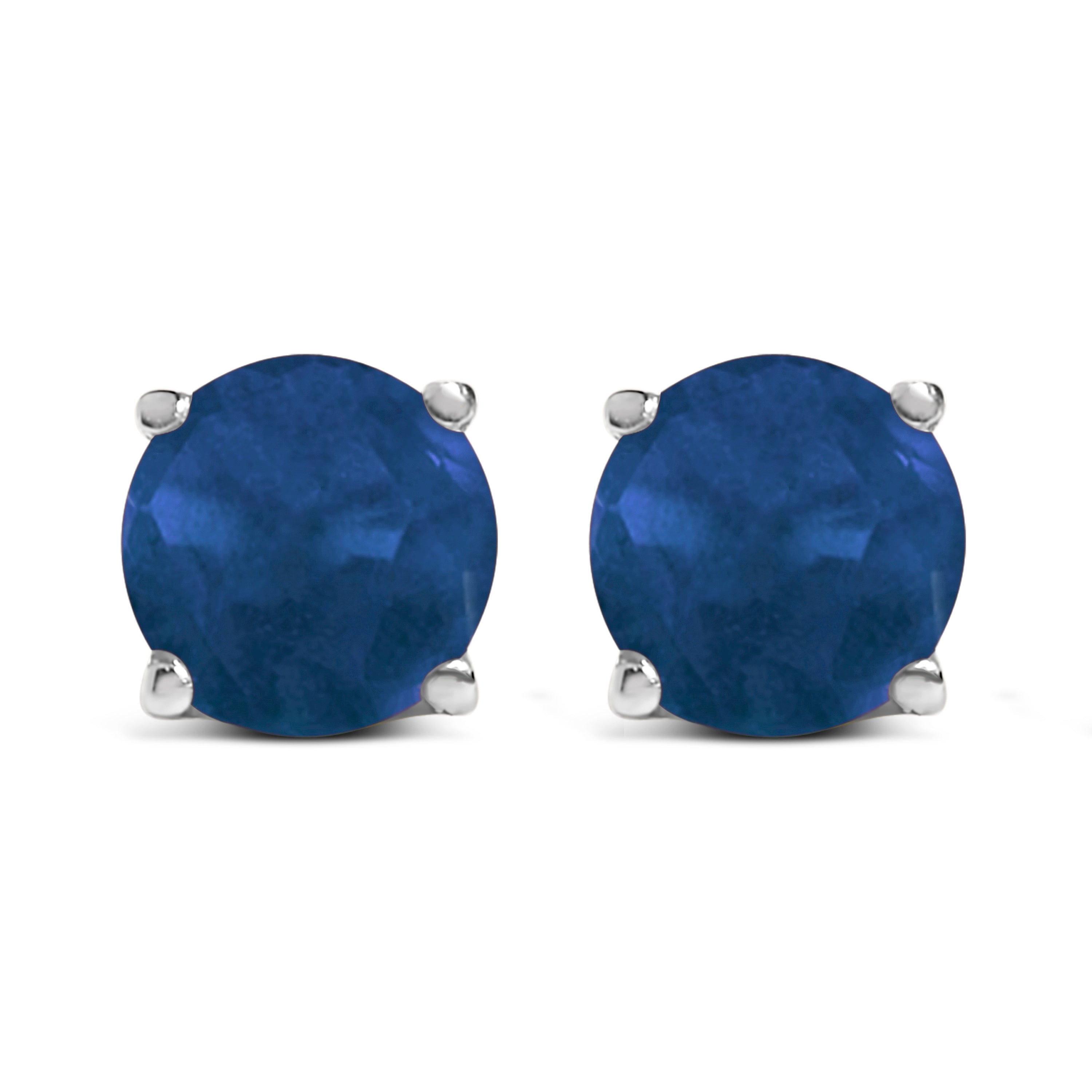 14K White Gold 5X5MM Round Purple Amethyst Solitaire Stud Earrings