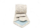 Mens Dads Classic Beige Paisley Pattern Business Casual Necktie & Hanky Set GF-4