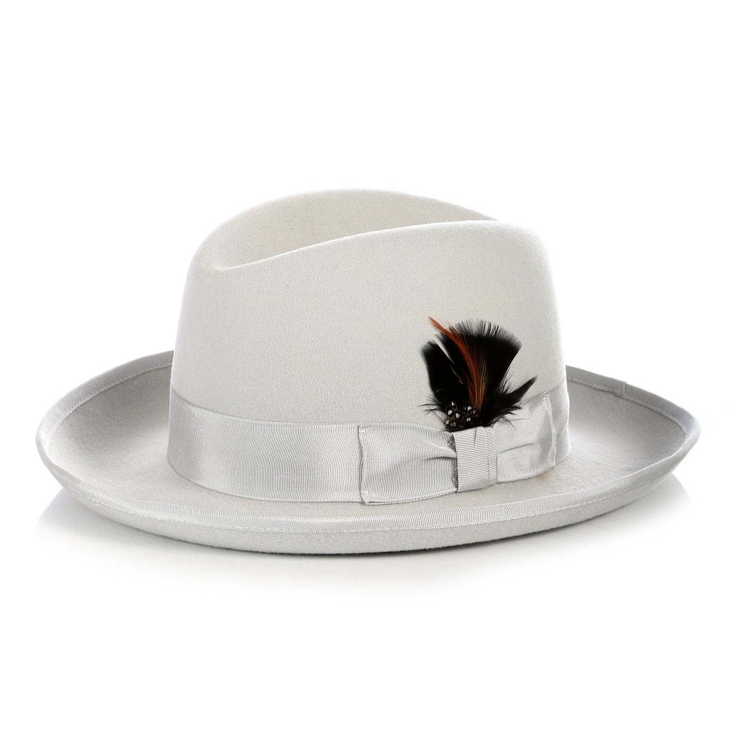 Ferrecci Light Grey Wool Felt Godfather Fedora Hat