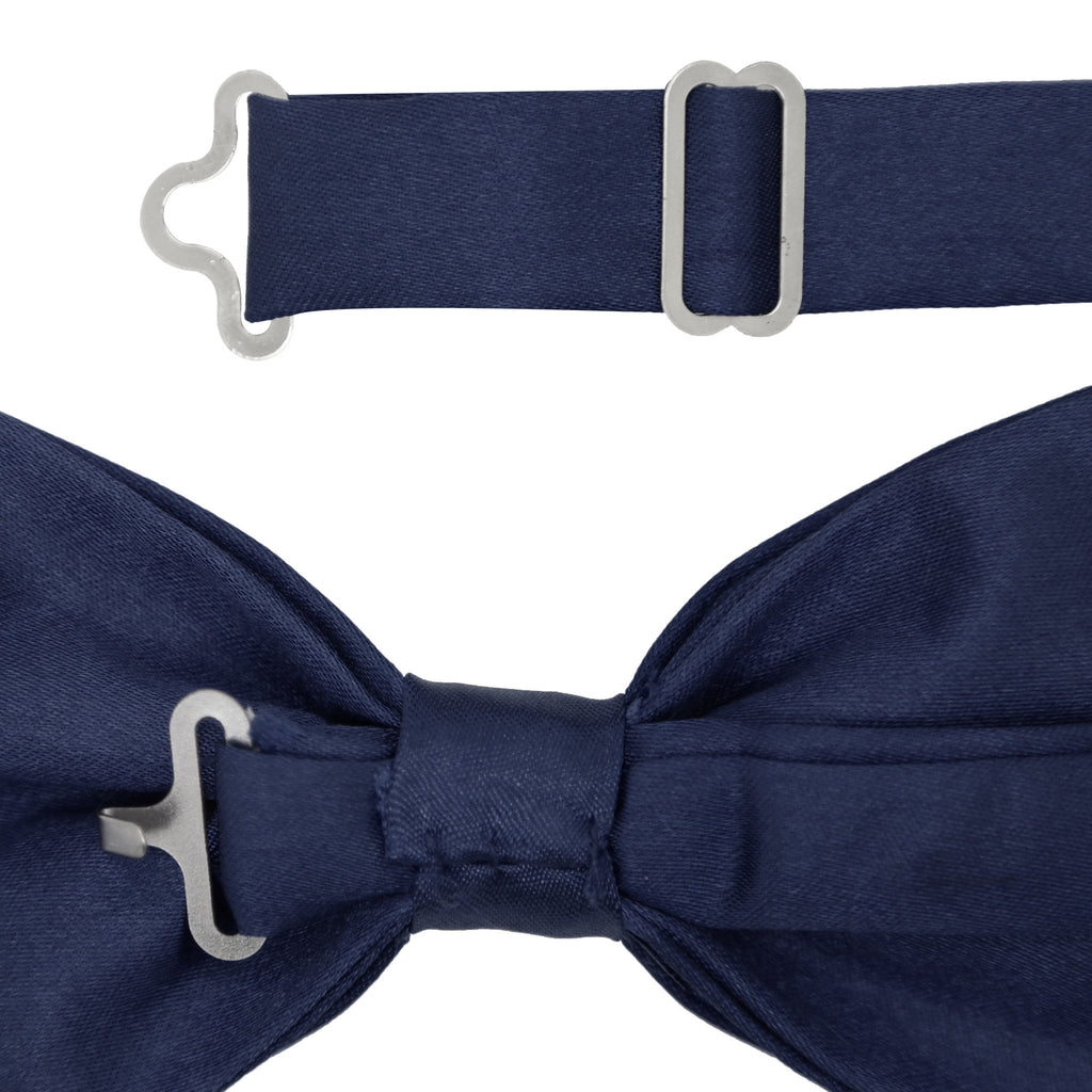 Gia Navy Blue Satine Adjustable Bowtie