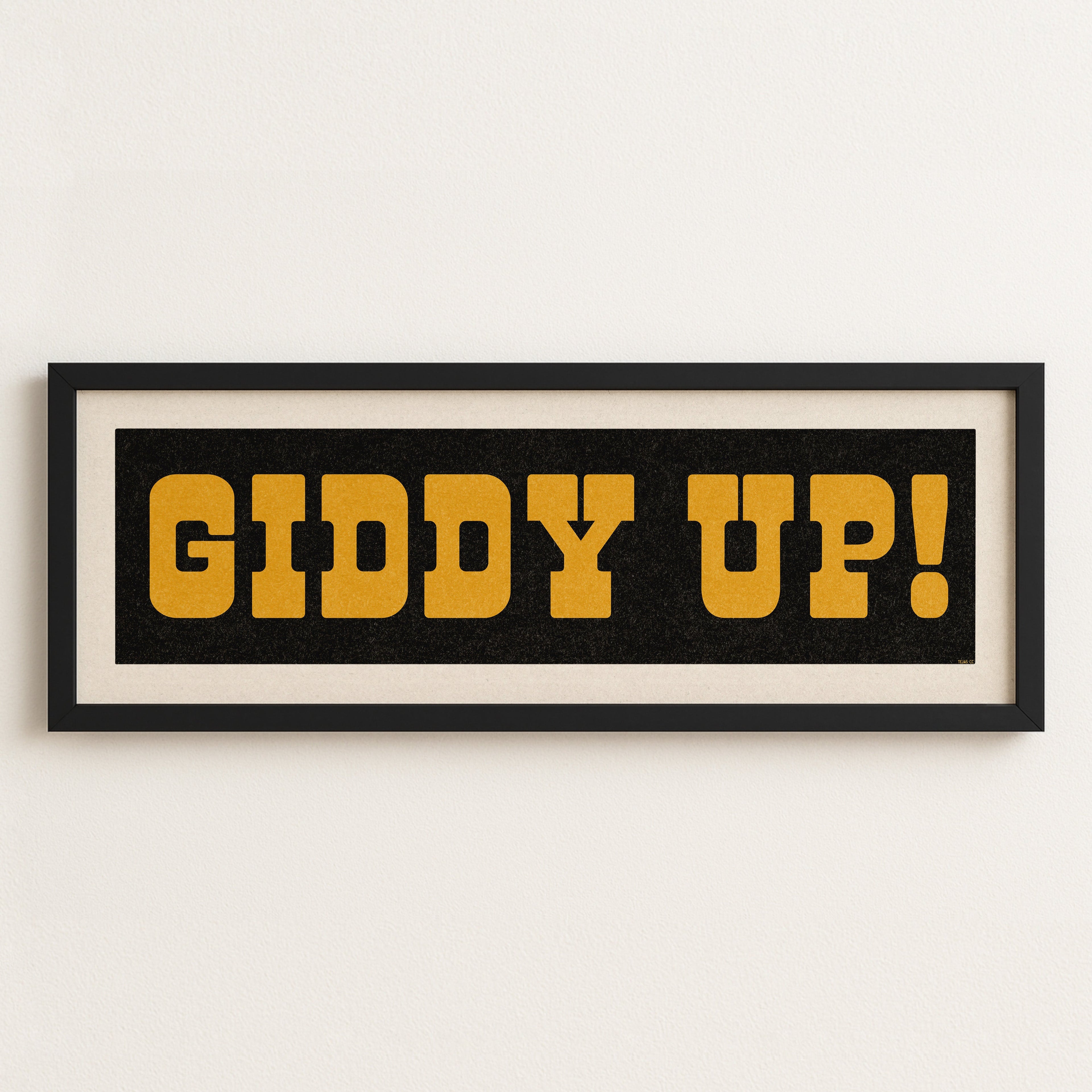Framed GIDDY UP! Sign Black & Gold Art Print