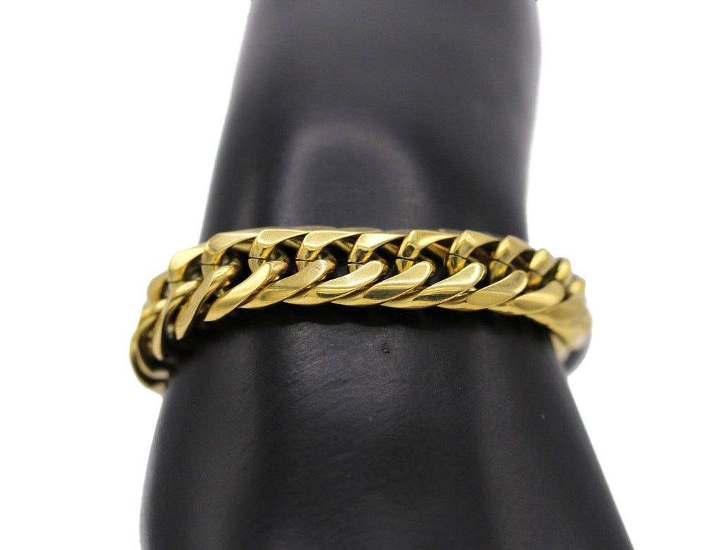 Miami Cuban Link Chain Bracelet 18K Gold Plated Stainless Steel Double Link Men Jewelry