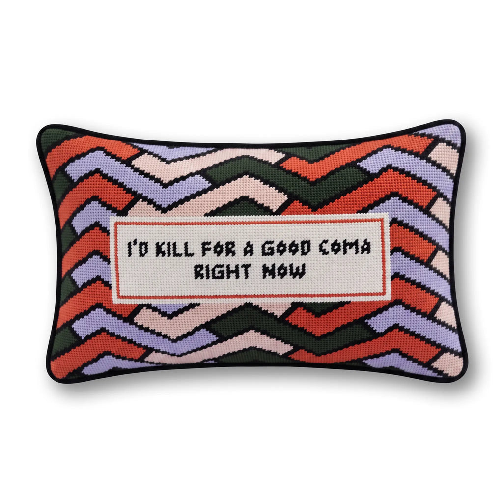 Good Coma Needlepoint Pillow