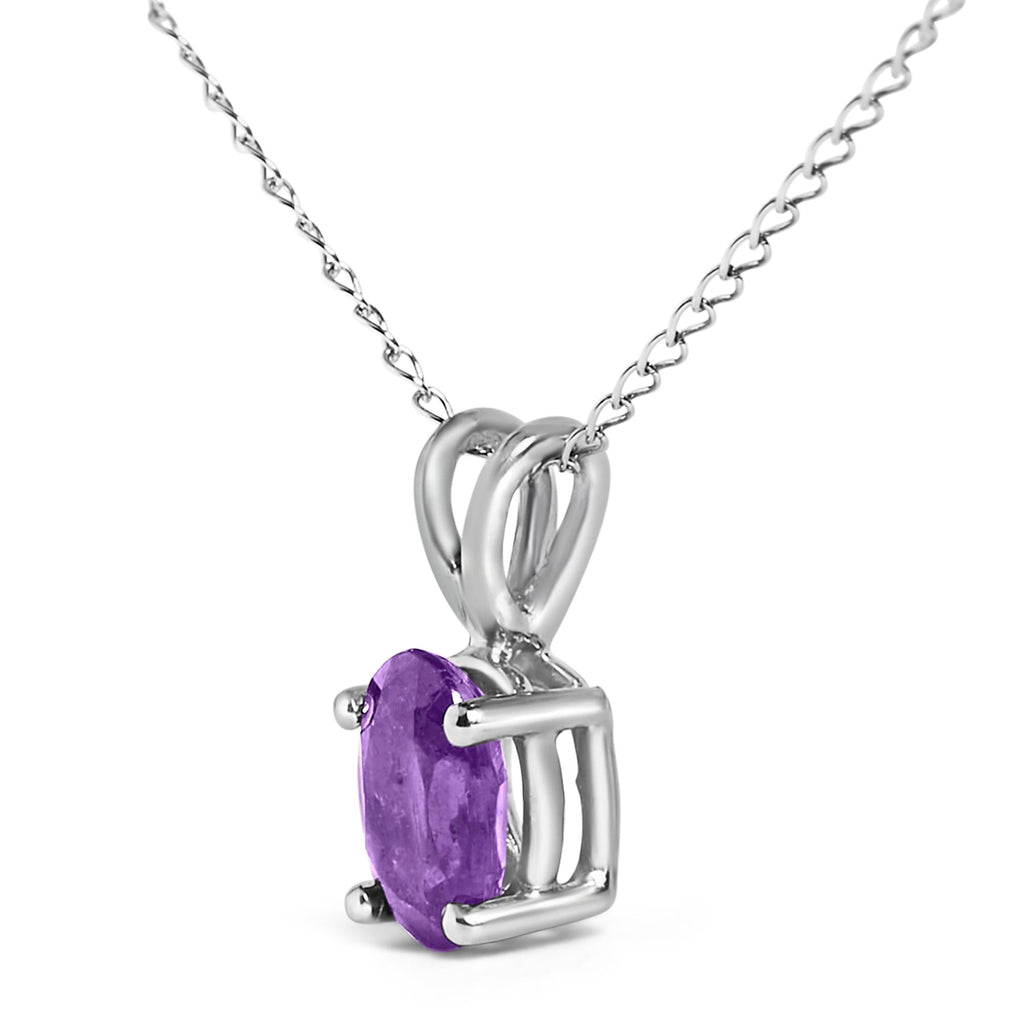 14K Gold 6x4MM Oval Shaped Gemstone Solitaire Pendant Necklace