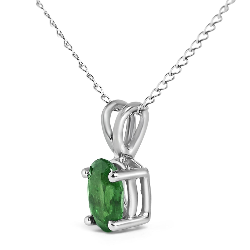 14K Gold 6x4MM Oval Shaped Gemstone Solitaire Pendant Necklace