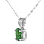 14K Gold 6x4MM Oval Shaped Gemstone Solitaire Pendant Necklace